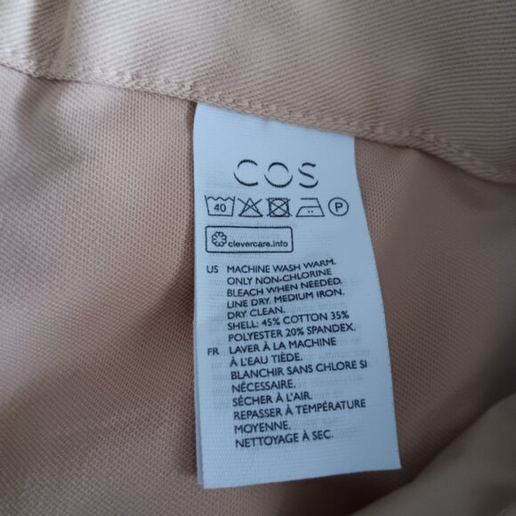 NWT COS Tan Cotton Barrel Wide Leg Contrast Panel Pants M - Picture 6 of 6